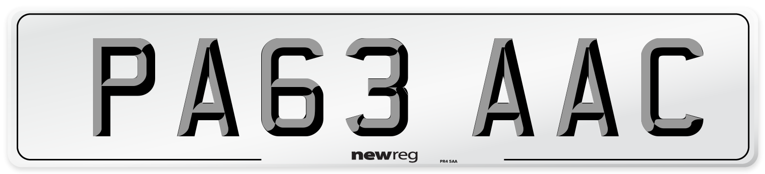 PA63 AAC Number Plate from New Reg